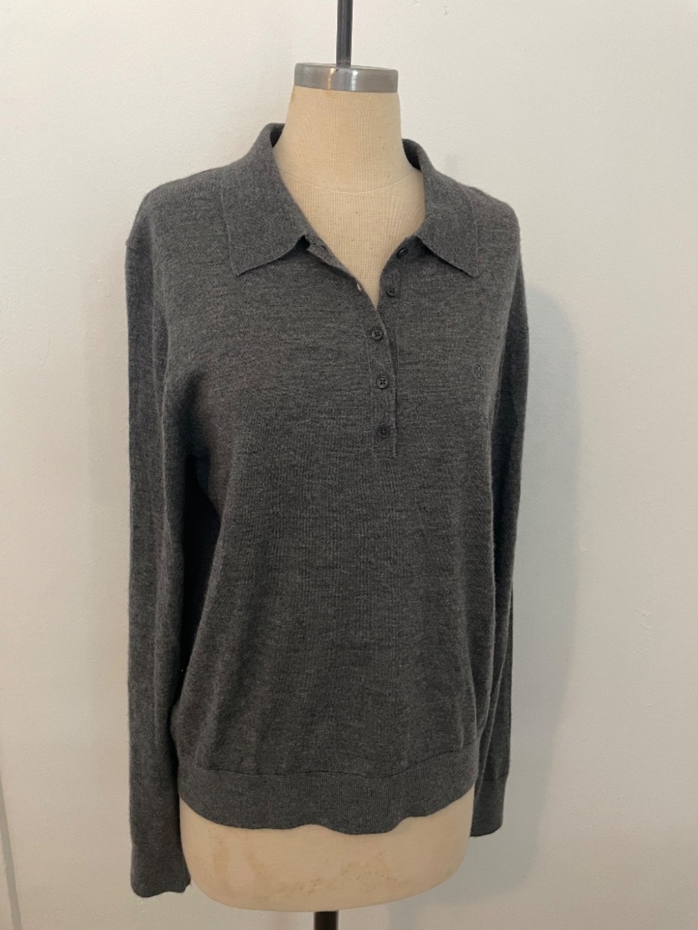 G/Fore 100% Cashmere Golf Polo Long Sleeve Sweater Top Gray $325 Women's Large
